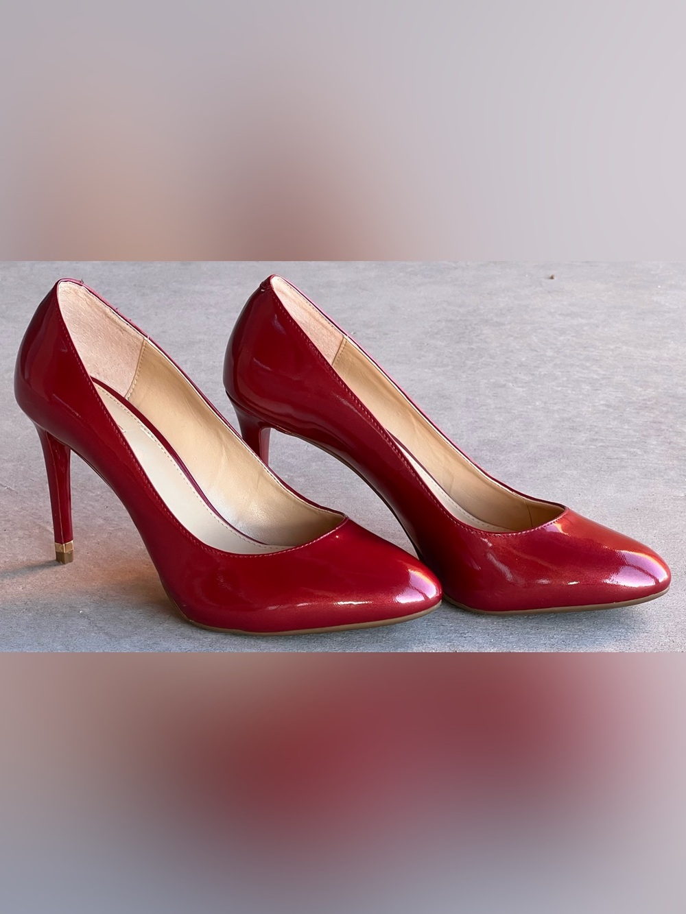Michael Kors Ashby Flex Pumps Cherry Red Pearl Patent Heels Size 8